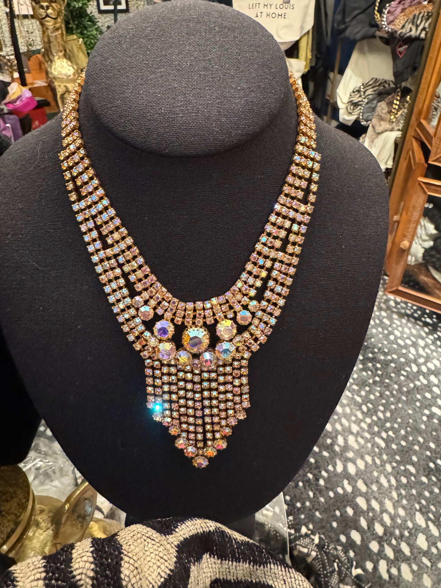 1950s rhinestone multi strand necklace. Oscar worthy!
