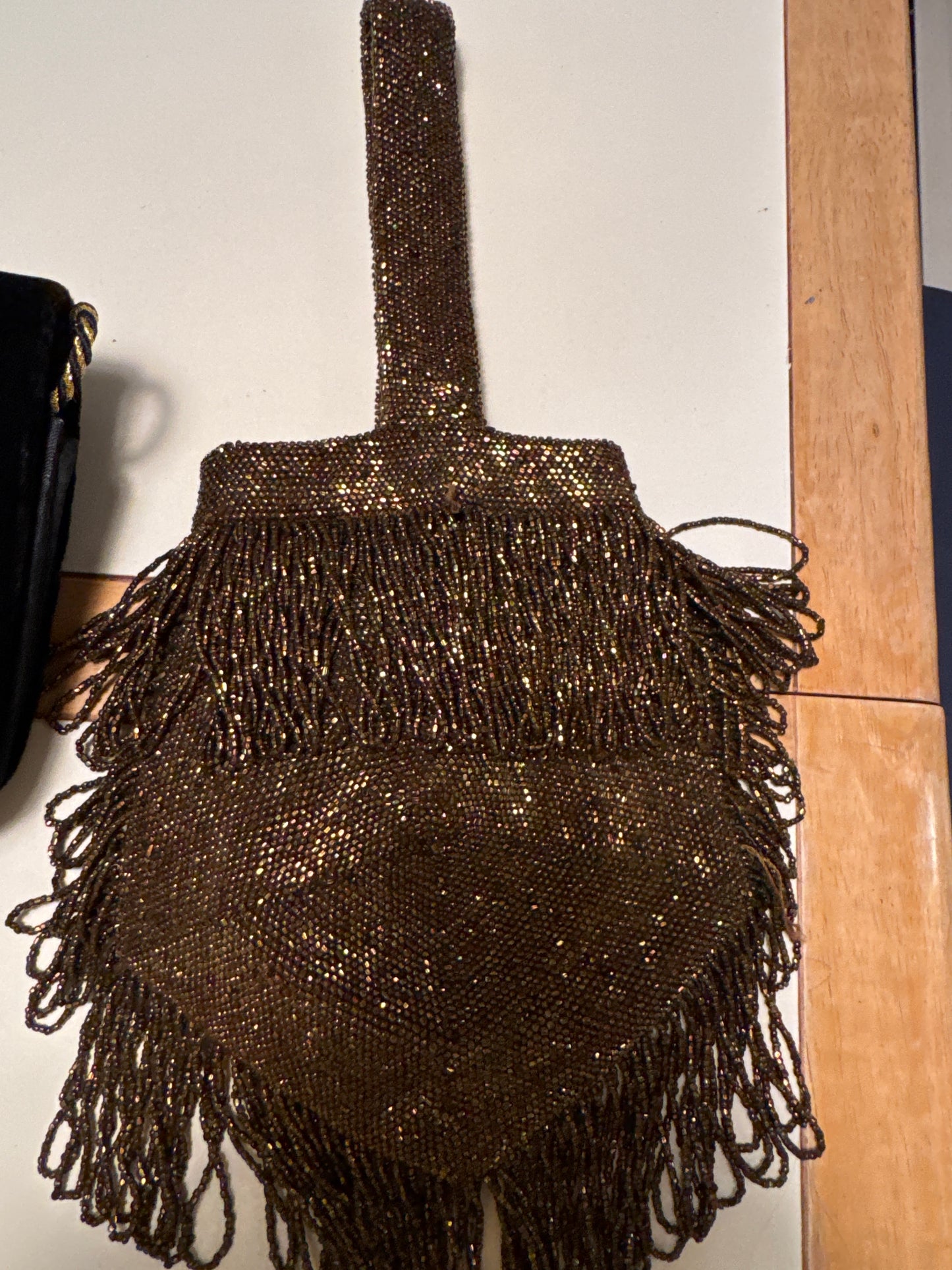 1930s bronze beaded bracelet handbag. Found in Paris. Summer