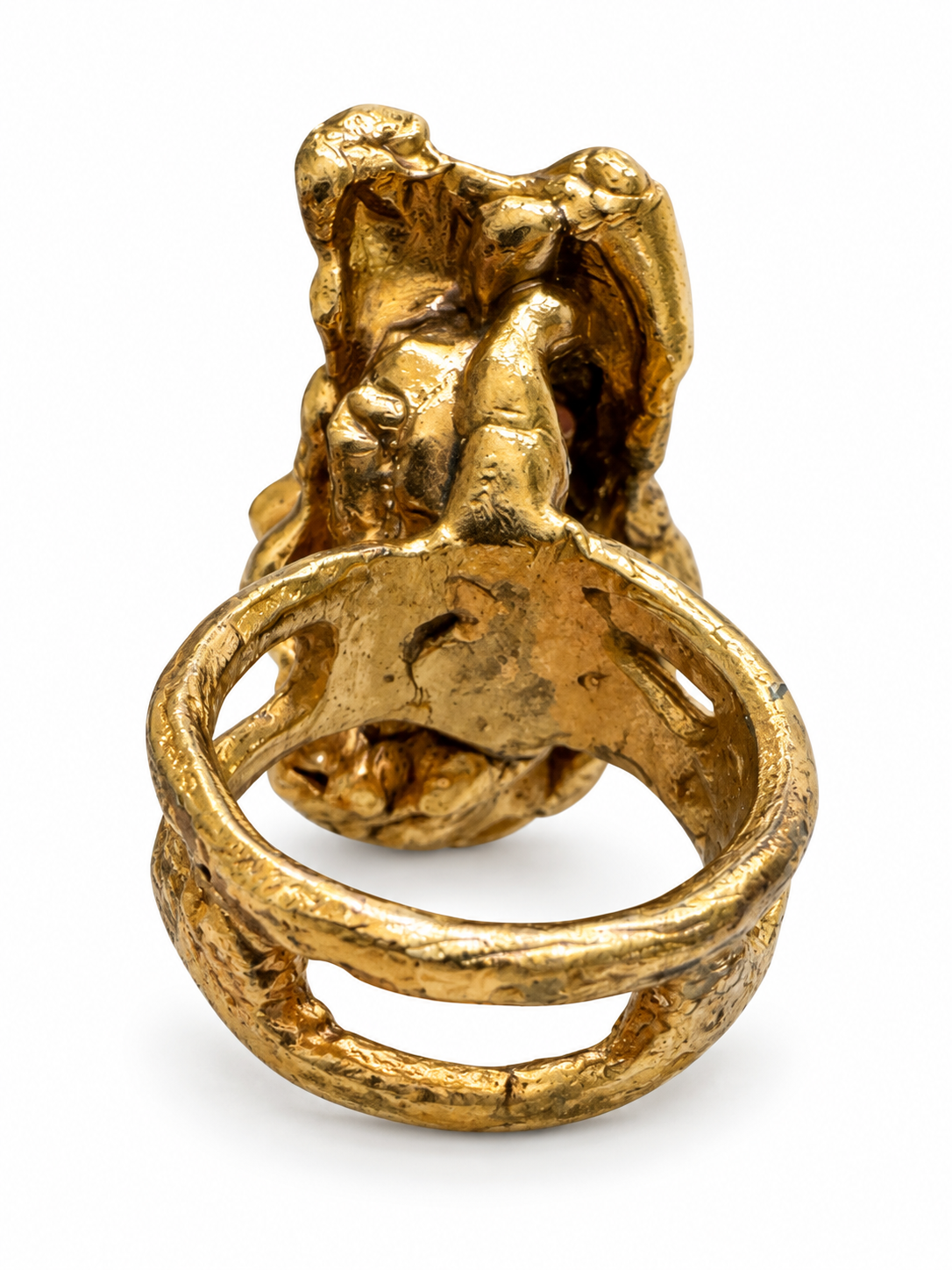 1970s large Rock chip statement ring in rust and orange tones