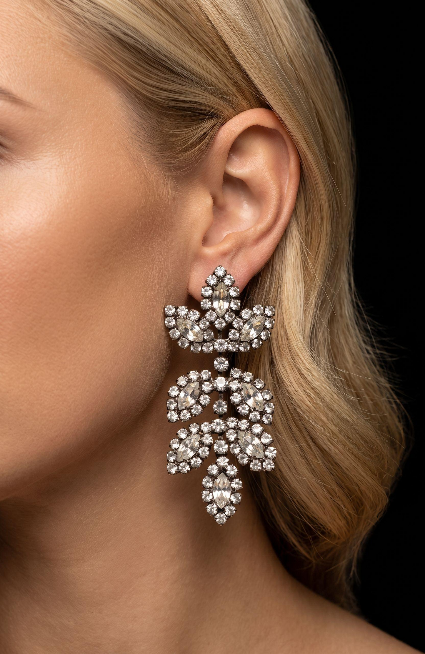 Vintage multi/layered rhinestone 1950s screw back earrings from the collection of Linda Fargo