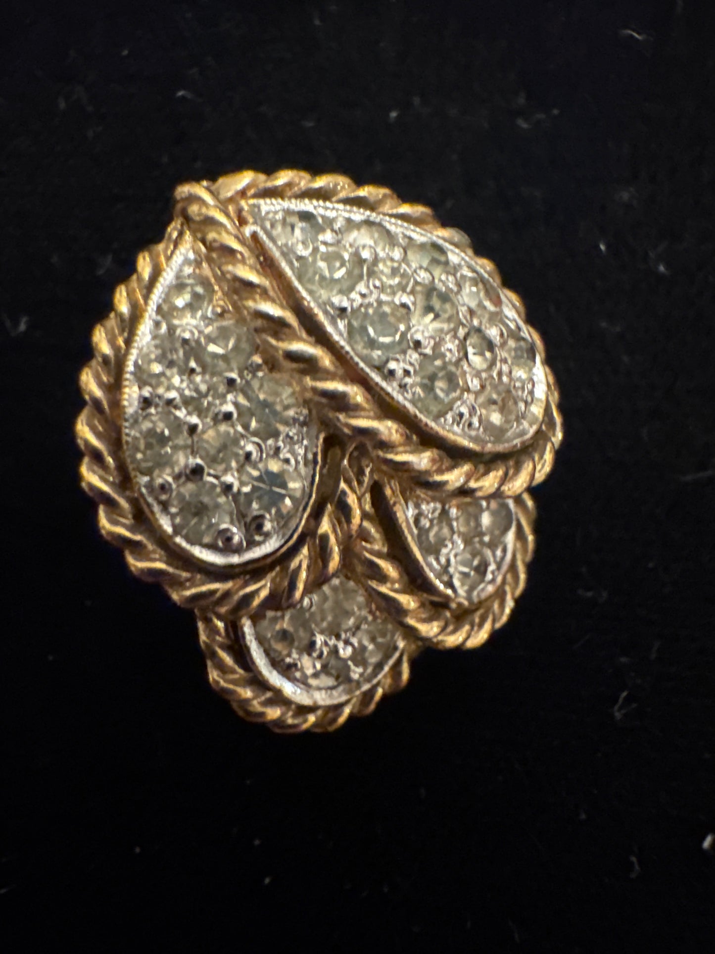 Vintage signed Panetta goldtone and rhinestone earrings