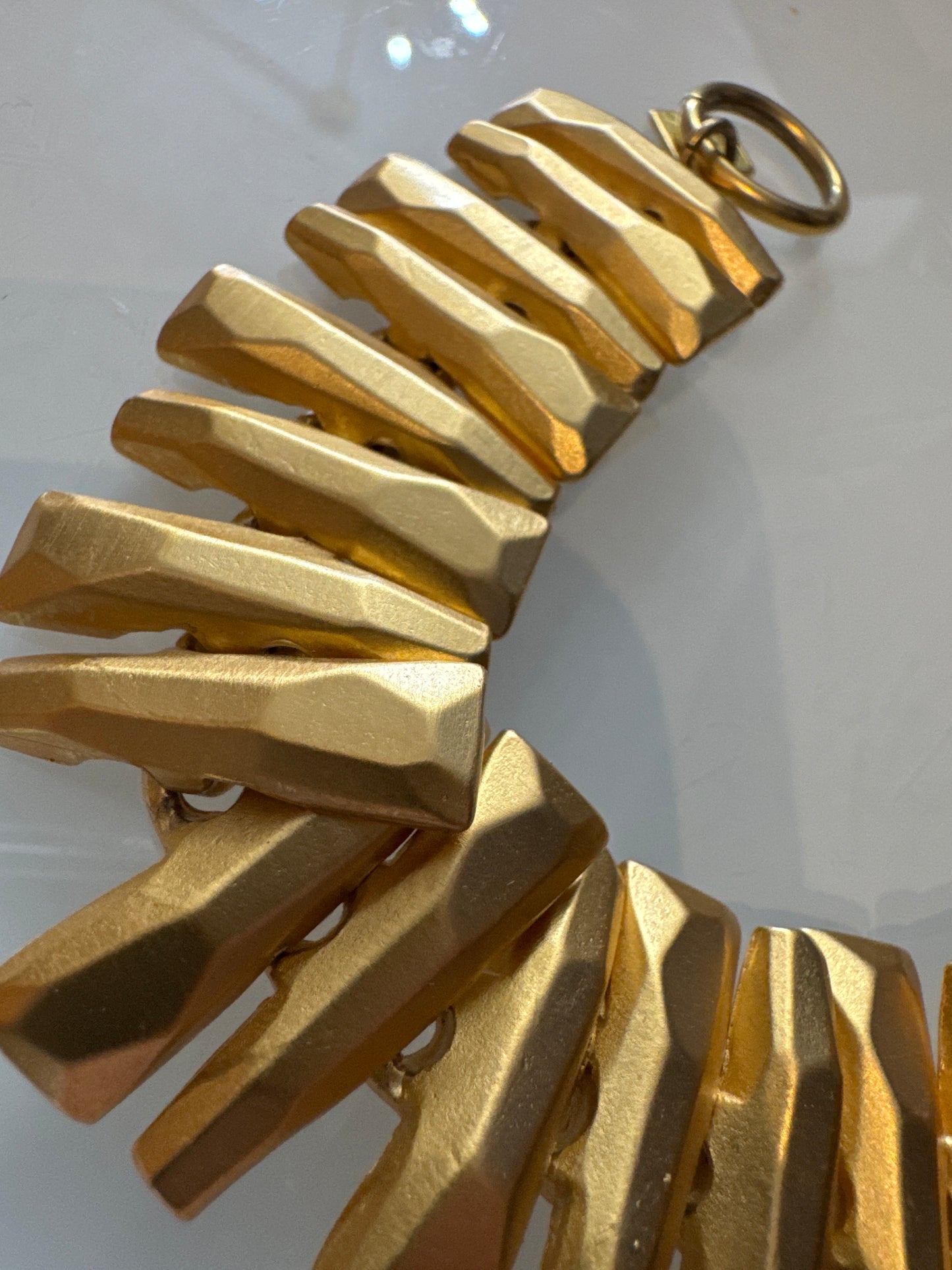 Beautiful 1990s minimalist Ann Klein gold town, articulated link bracelet