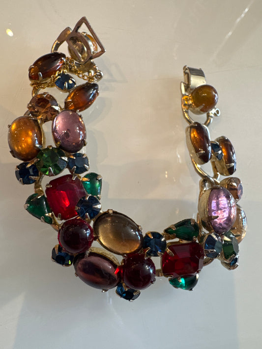 Stunning RARE vintage signed WEISS glass stone bracelet