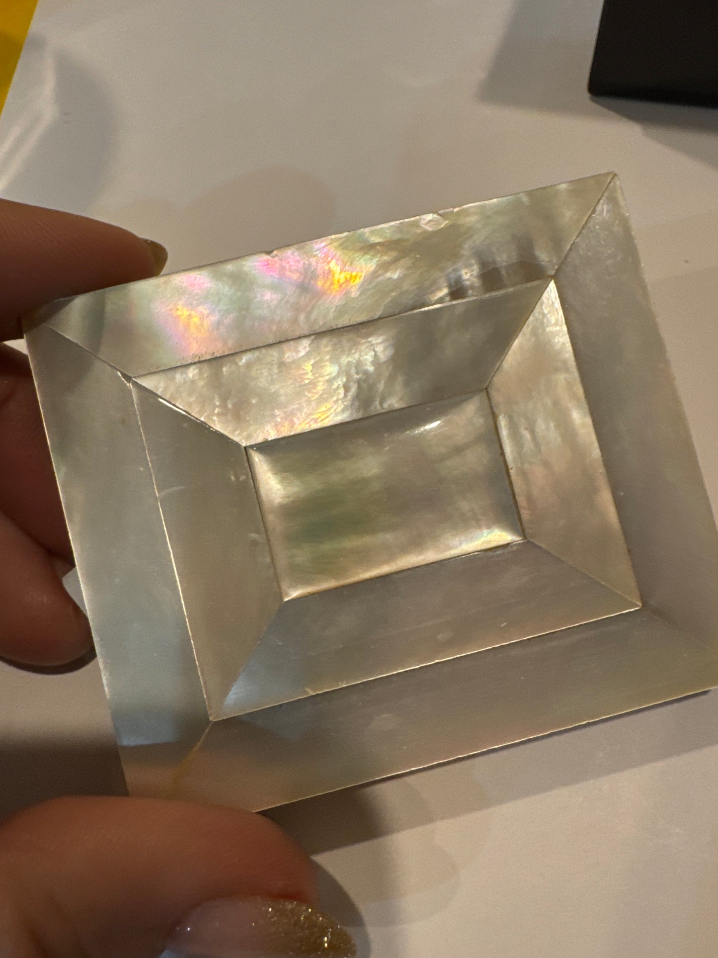 mother of pearl Makeup compact inscribed with 1955 trim waist Beauty, contest finalist