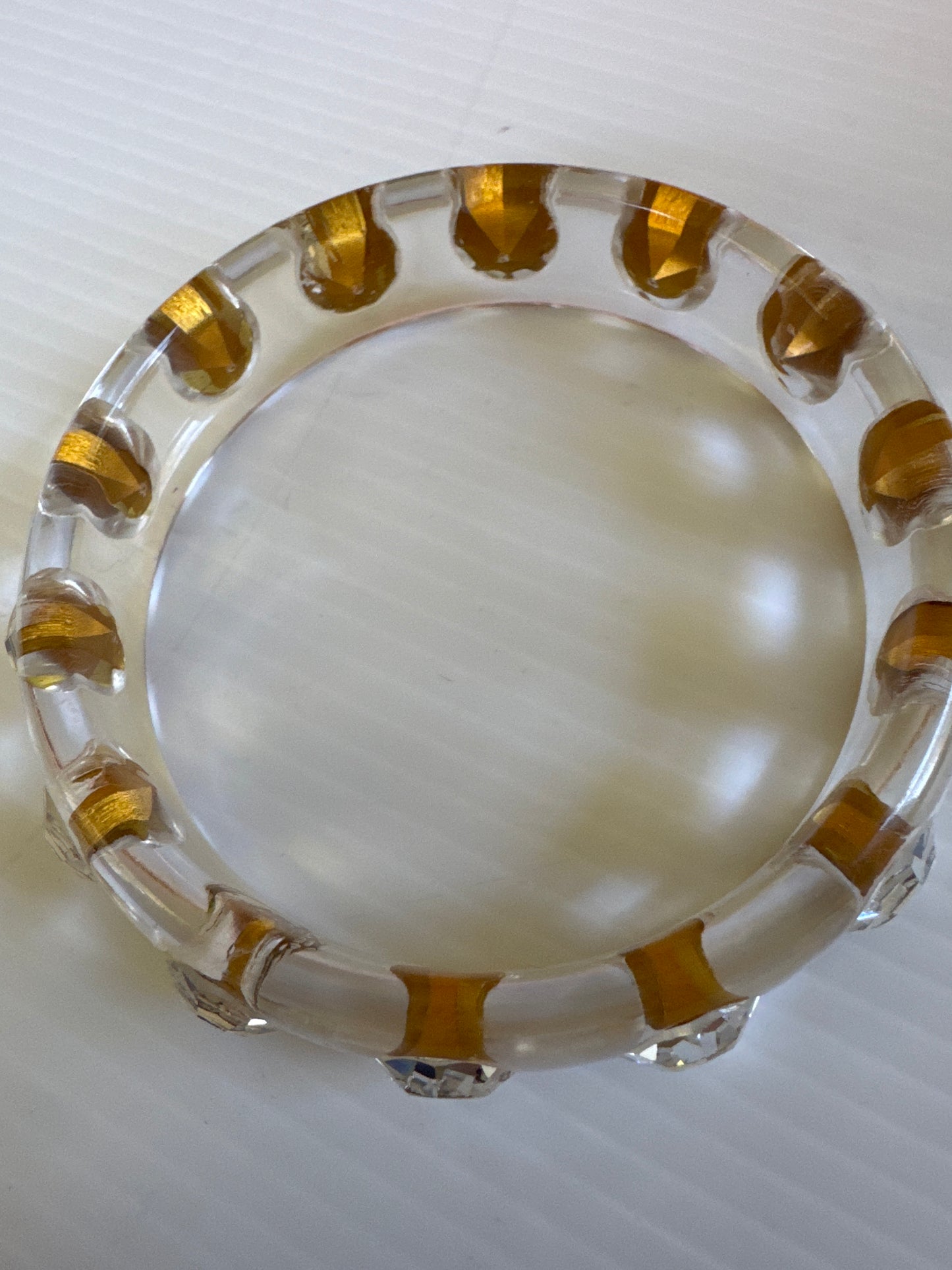 1990s clear resin bangle with rhinestones