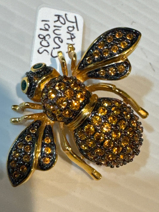 Glamorous and fabulous 1980s Joan Rivers rhinestone Bee brooch