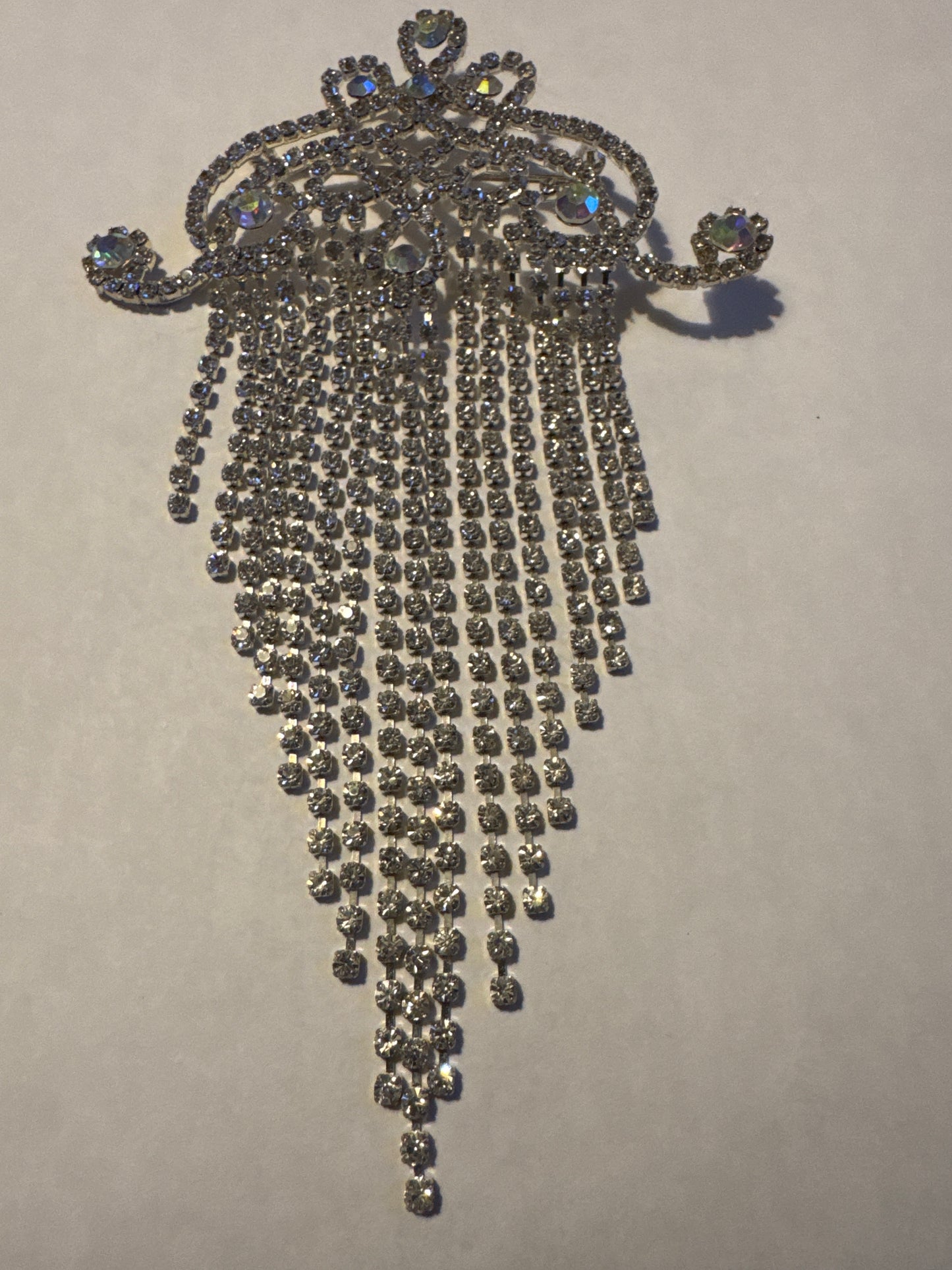 Jumbo vintage draping crystal brooch