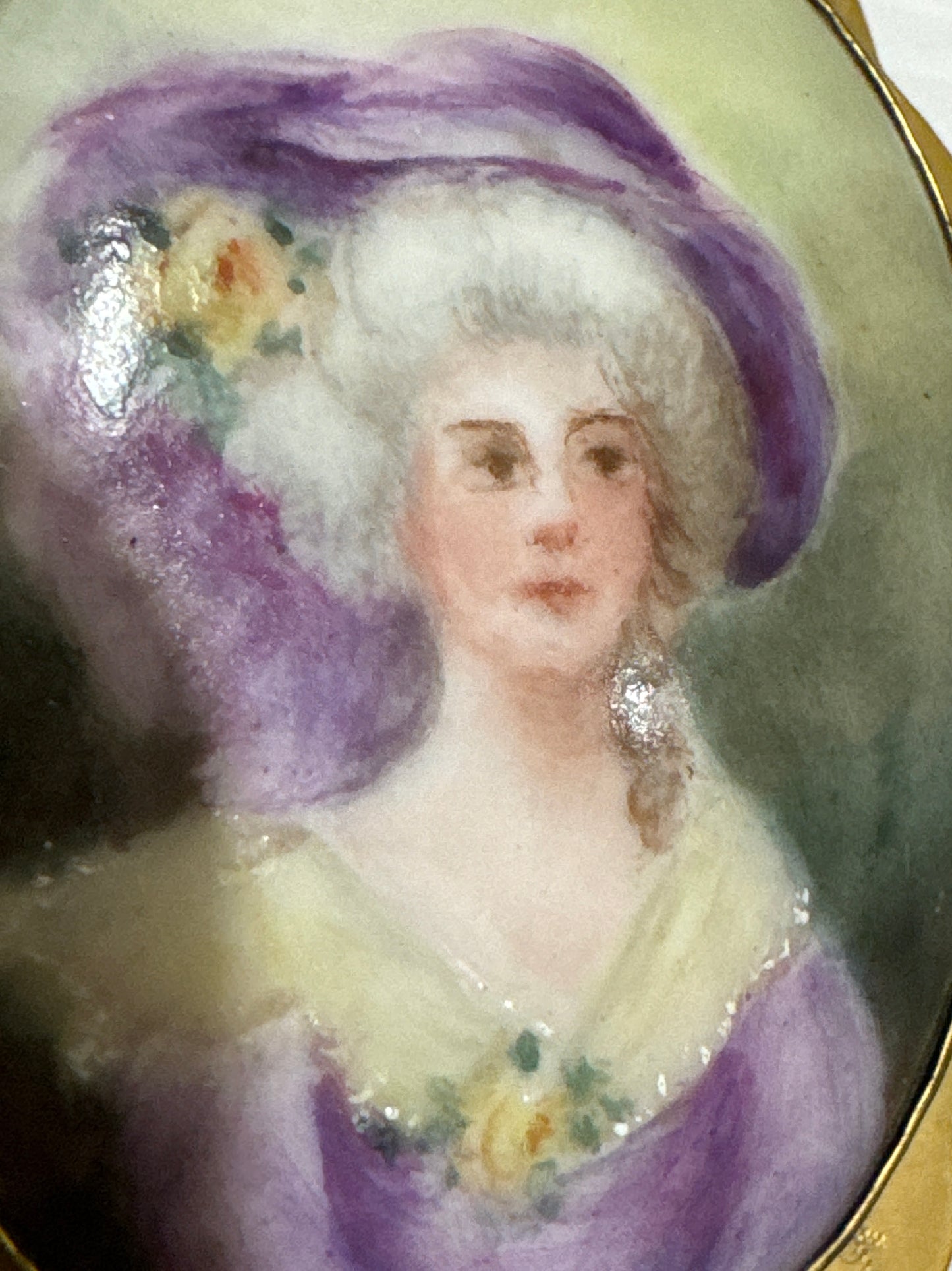 Antique Hand-Painted Porcelain Portrait Brooch, France c. 1890–1910 jackpot.