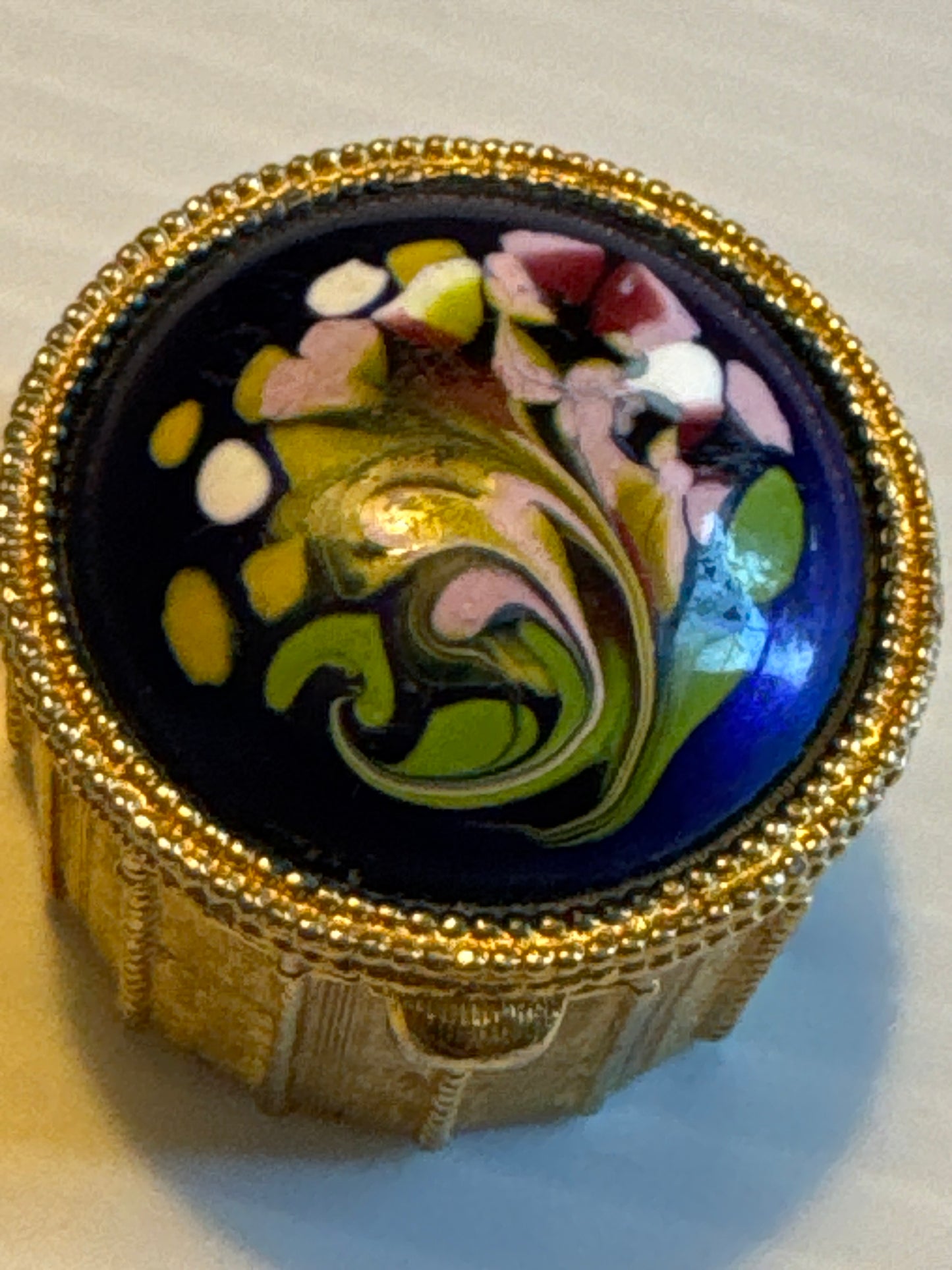 Vintage ESTEE LAUDER trinket box with remnants of Youth Dew solid perfume