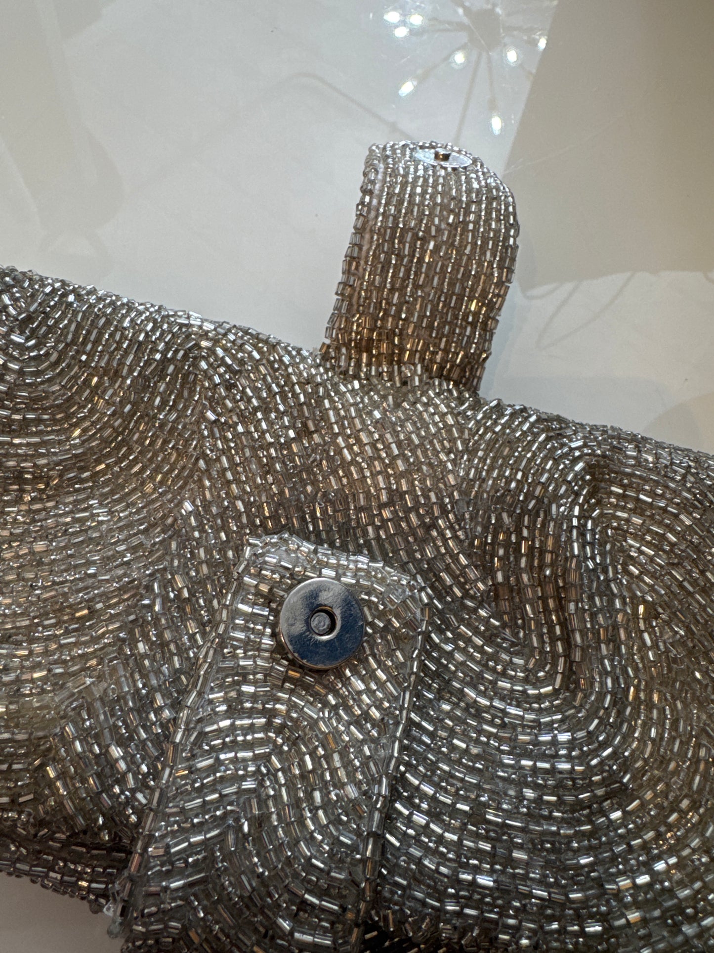 1970s silver beaded clutch that can also be used as a jewelry roll