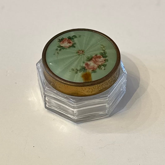 Vintage 1940s Vanity Rose Trinket Box Jar
