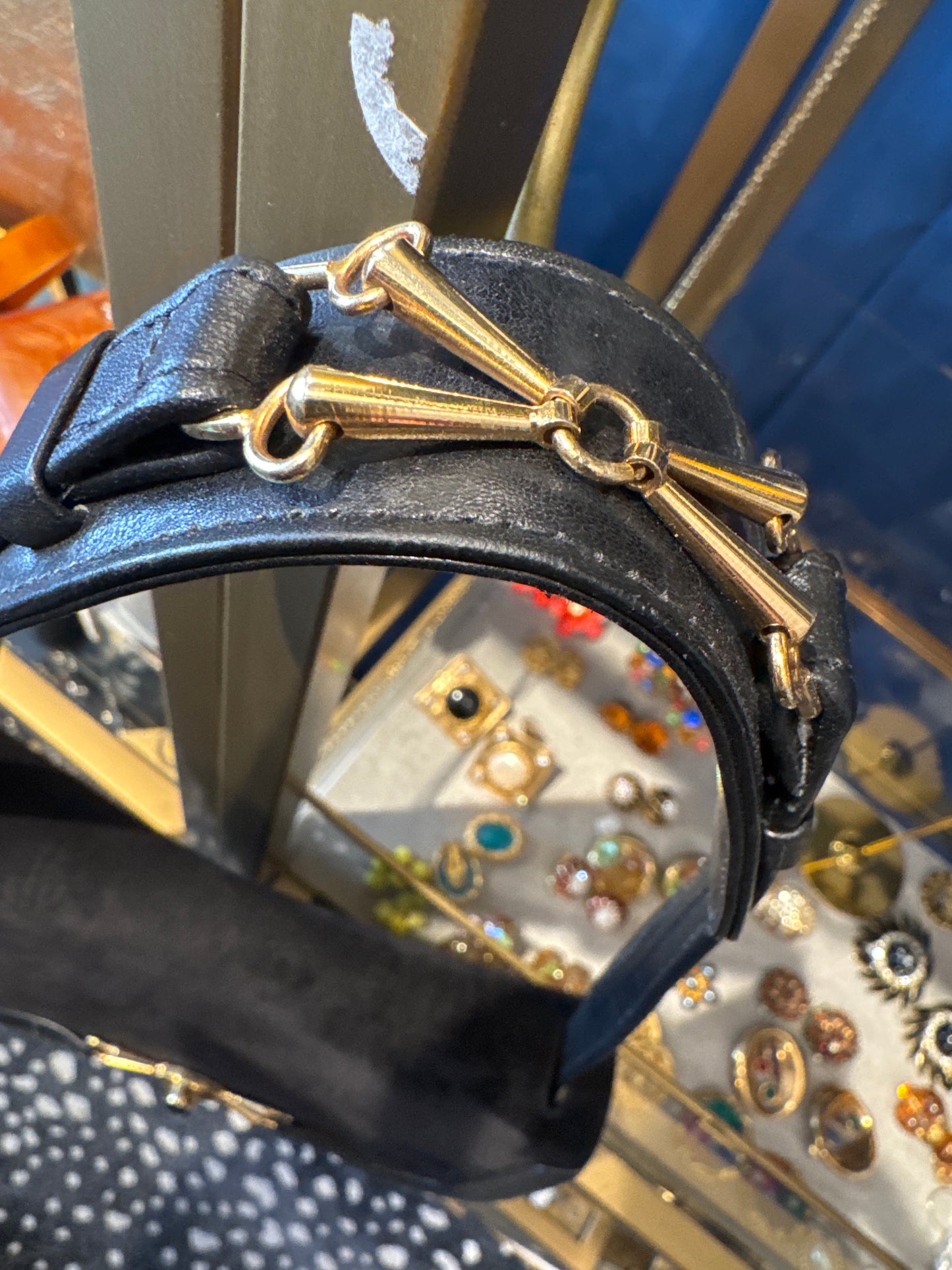 Stunning 1970s black suede with gold hardware shoulder bag. RARE and unique.