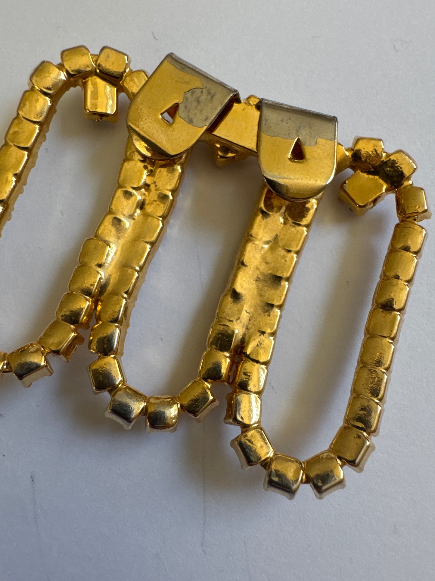 vintage gold tone, rhinestone shoe clips sold as a set