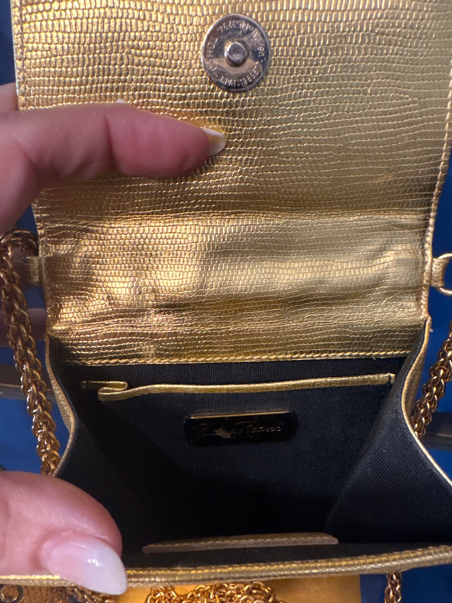 Fabulous vintage 1980s signed Paloma Picasso gold leather shoulder bag