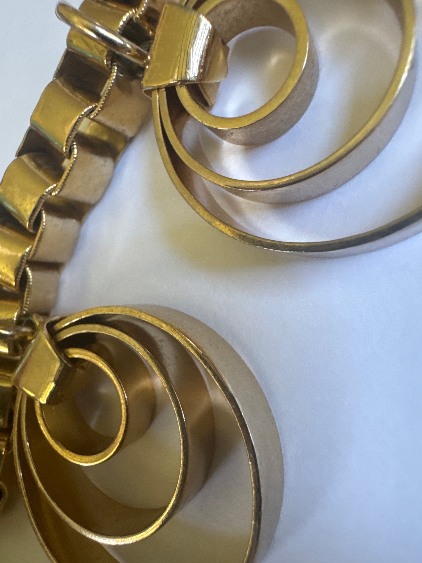 1960s signed NAPIER box link chain choker with dangle, circular swirls
