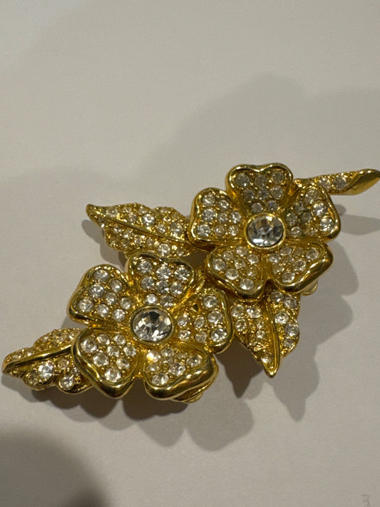 RARE Joan Rivers brooch/clip on earrings made with Pavey rhinestones