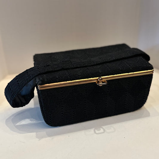 Vintage Black Box Bag with Rose Gold Tone Hardware