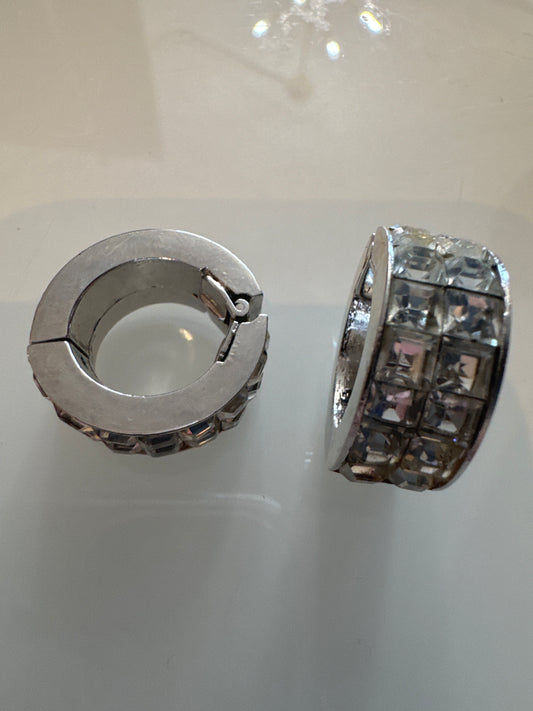 1980s clipless rhinestone earrings