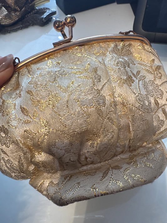 Sweet gold fabric brocade bag with chain strap