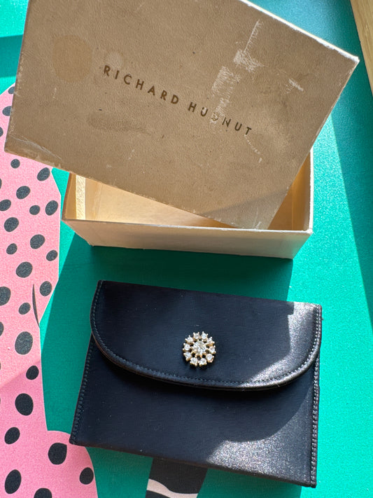Glamorous vintage late 1930s Richard HUDNUT art deco compact in original box and pouch. Never worn Powderpuff is still wrapped.