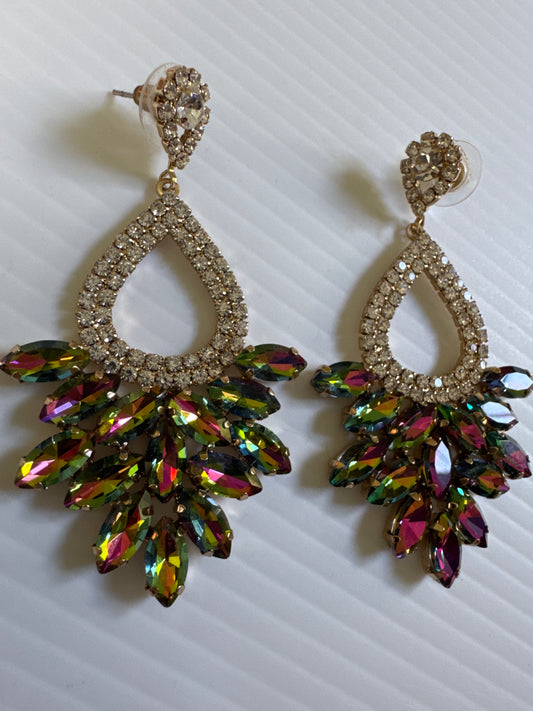 90s pierced glam rhinestone and watermelon stone earrings