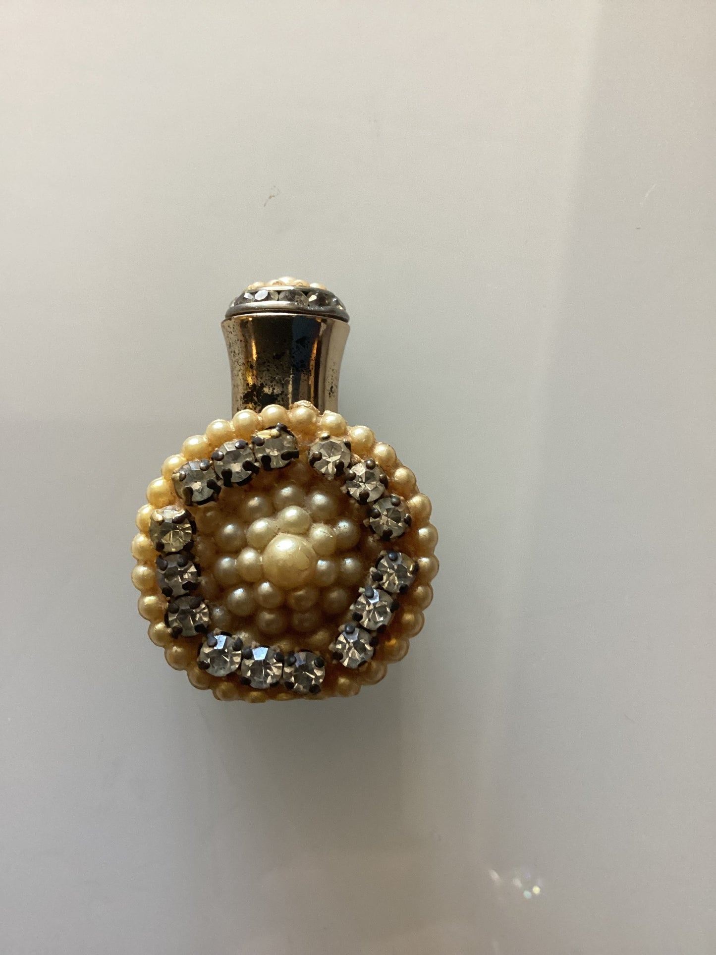 Vintage Pearl and rhinestone fragrance bottle