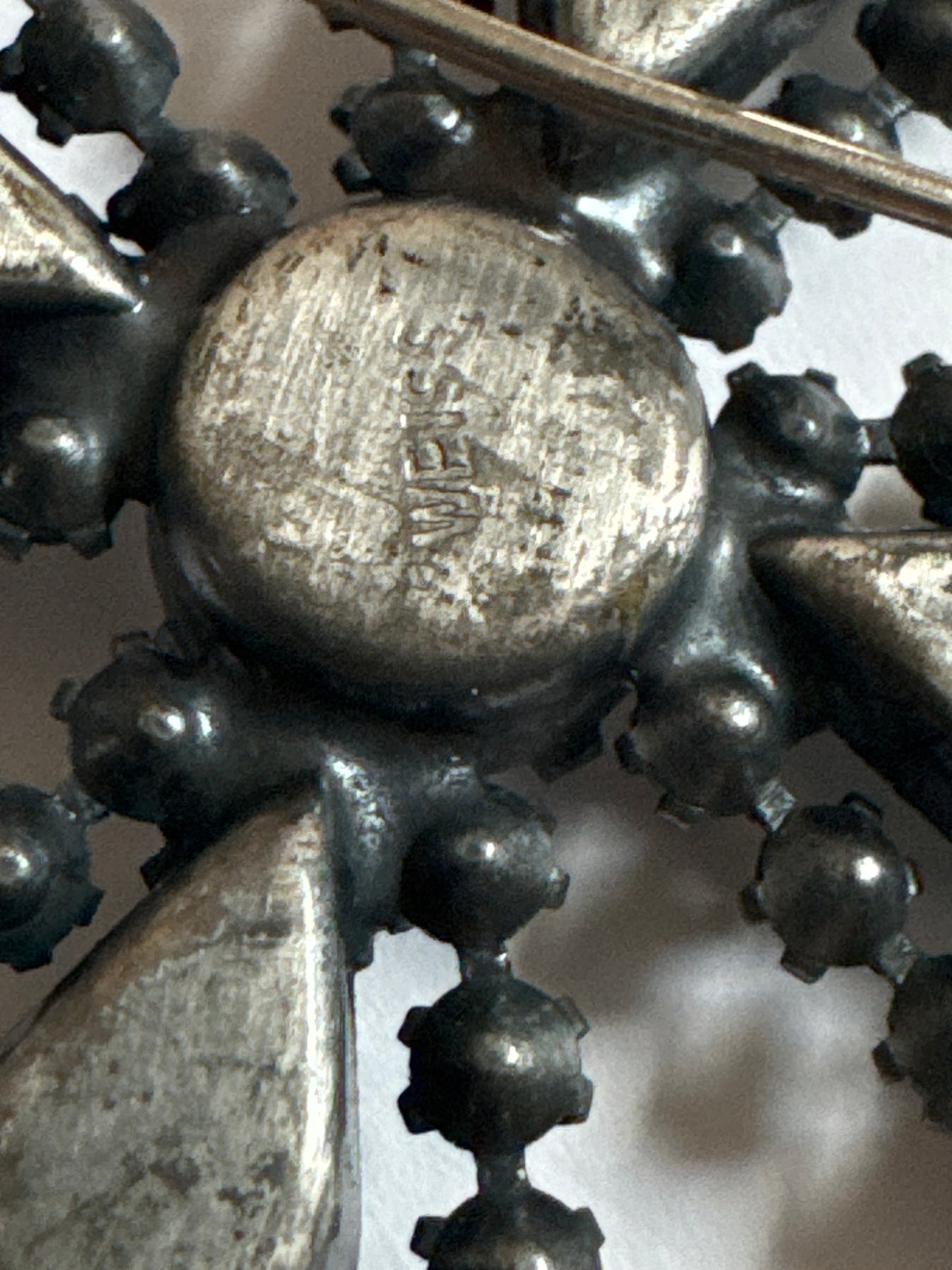 1940s signed WEISS Maltese Cross rhinestone brooch