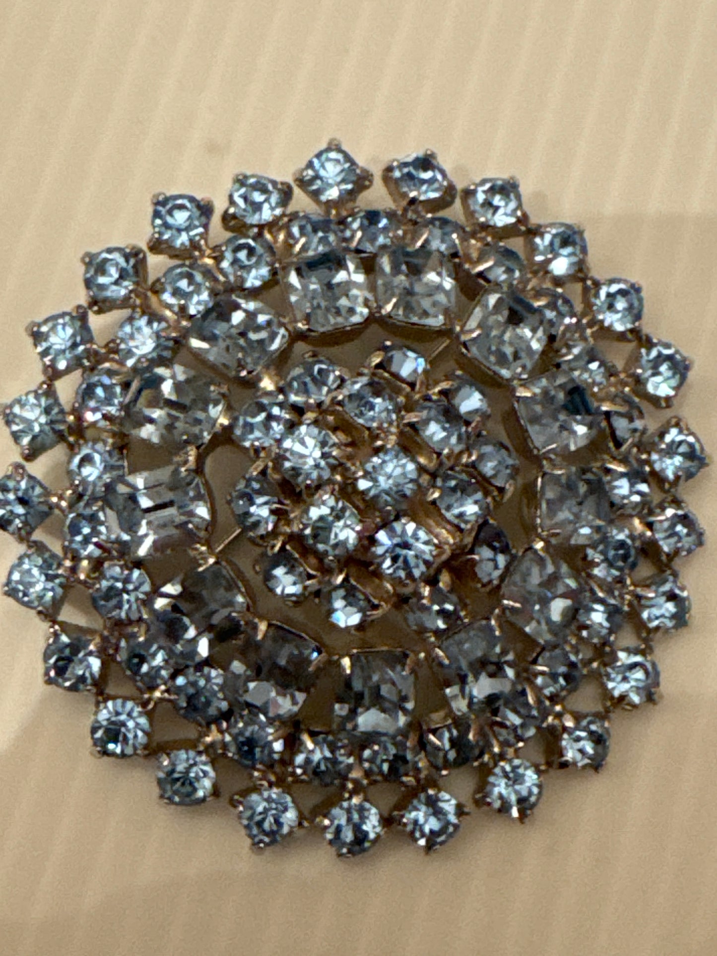 Stunning light blue rhinestone brooch