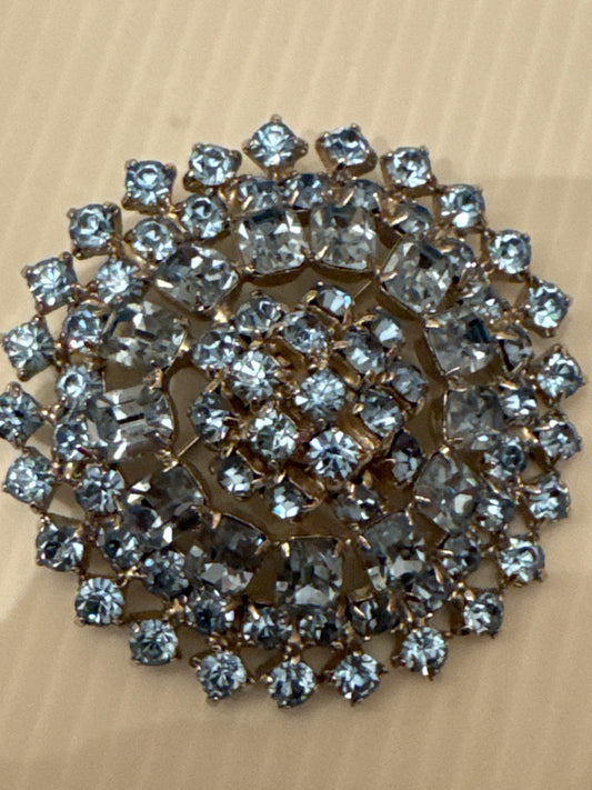 Stunning light blue rhinestone brooch