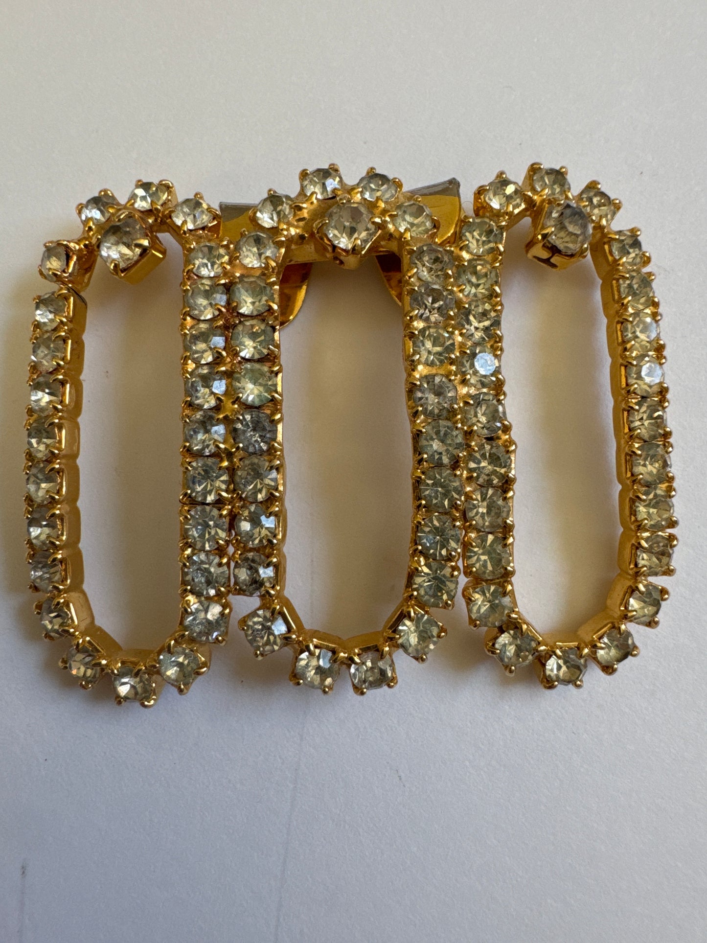 vintage gold tone, rhinestone shoe clips sold as a set