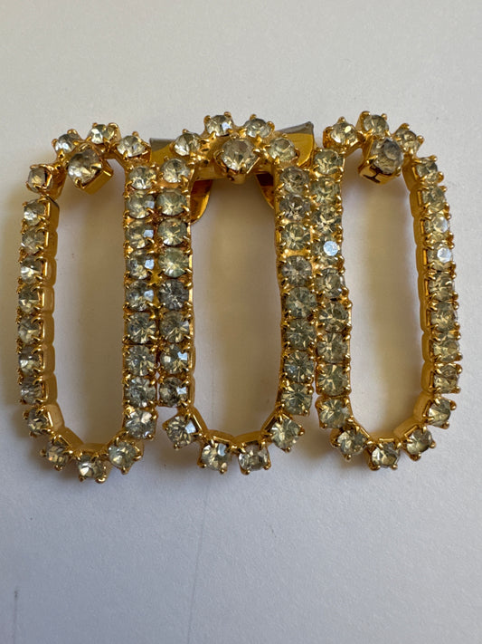 vintage gold tone, rhinestone shoe clips sold as a set