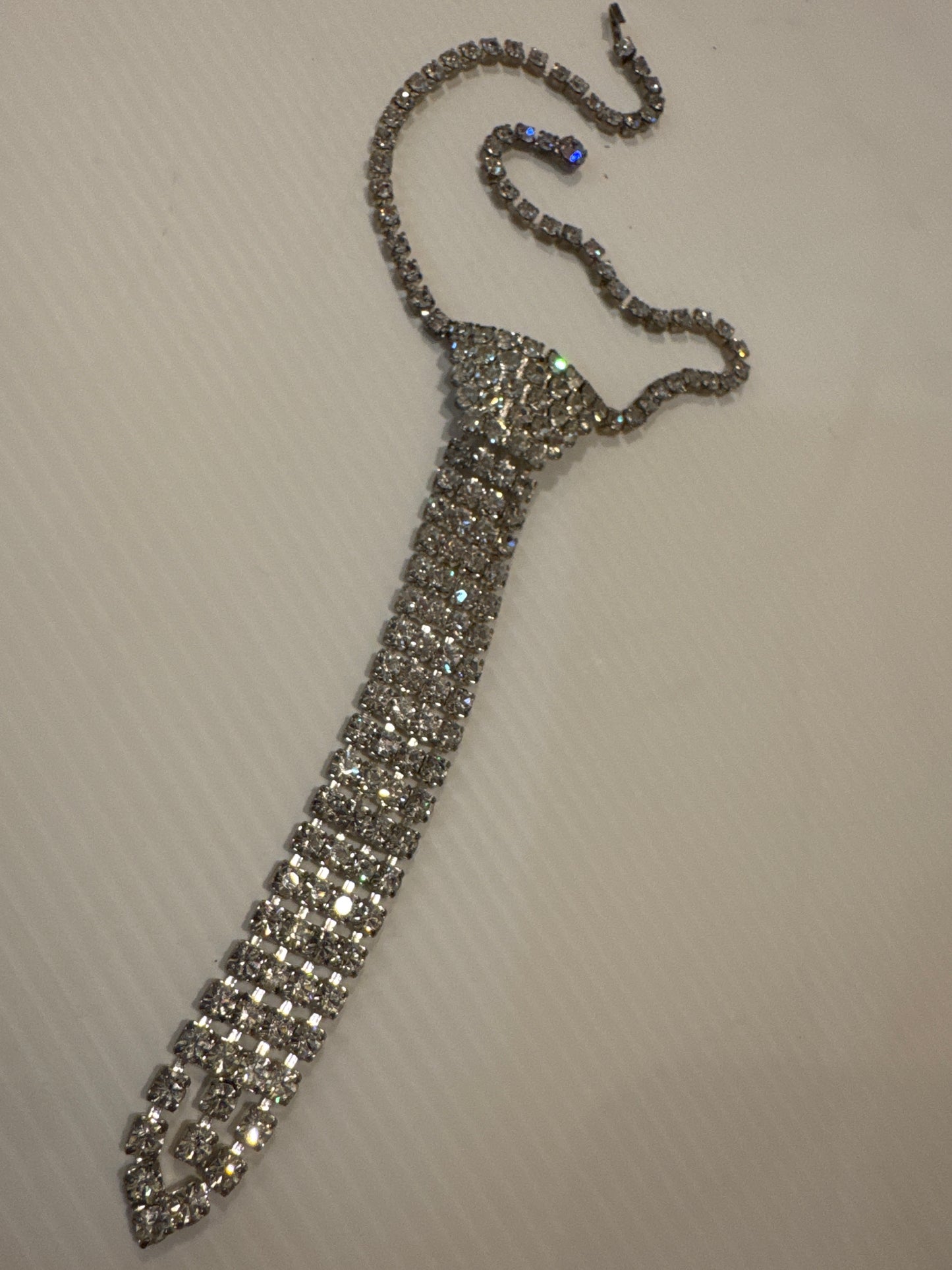 very cool 1960s rhinestone "tie" choker necklace