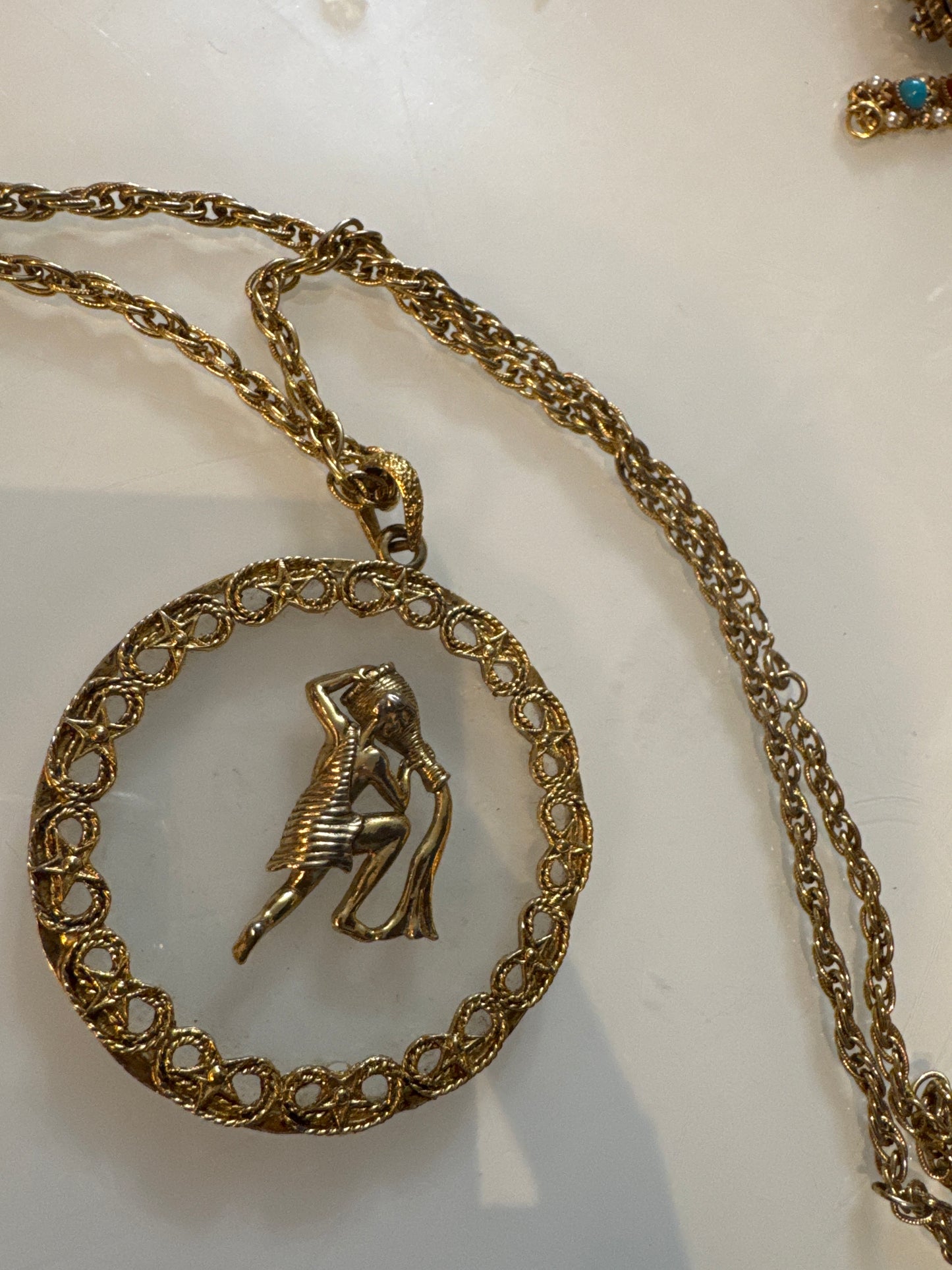 1970s lucite Aquarius pendant necklace