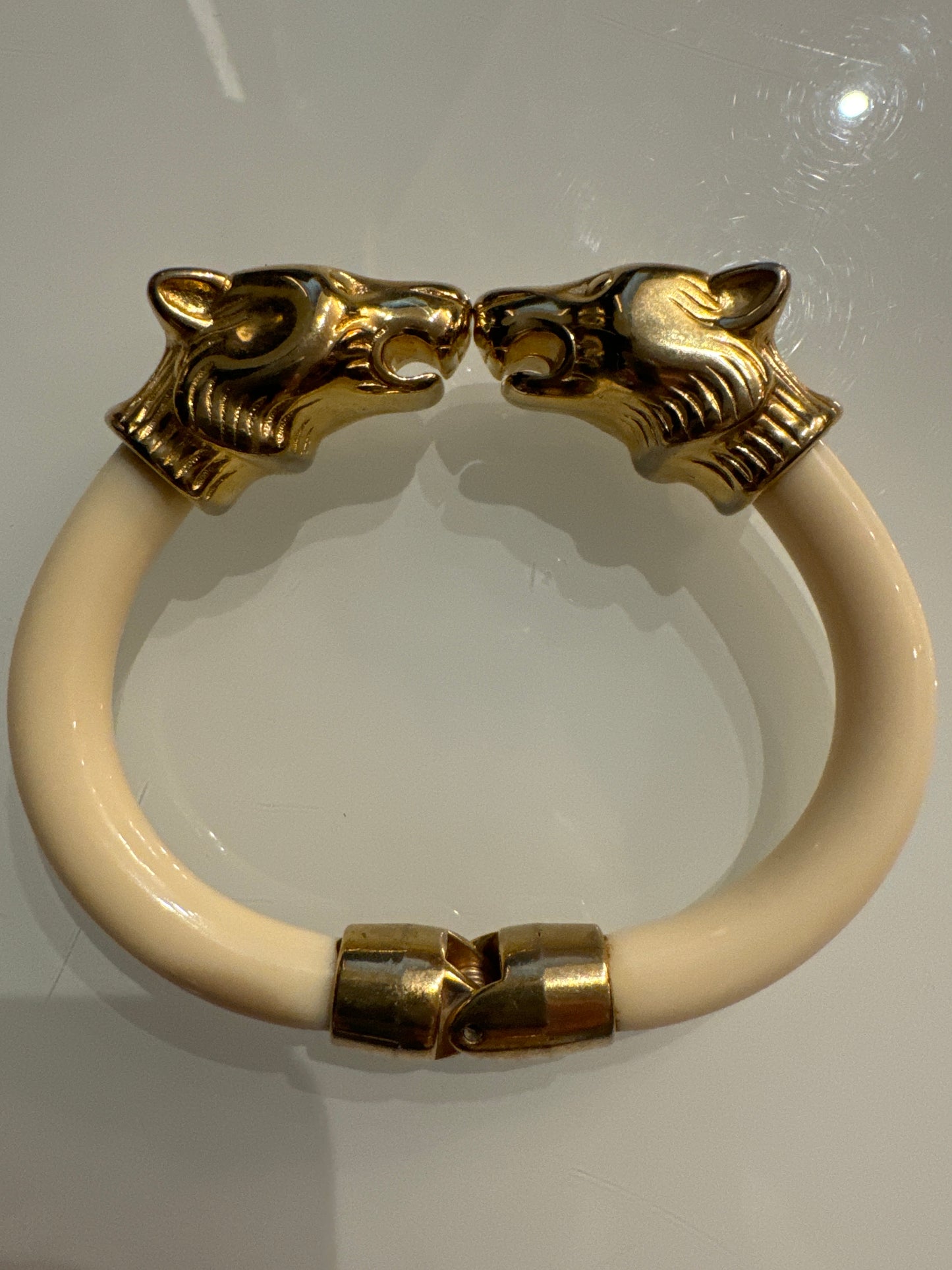 Vintage panther bracelet with plastic clamp