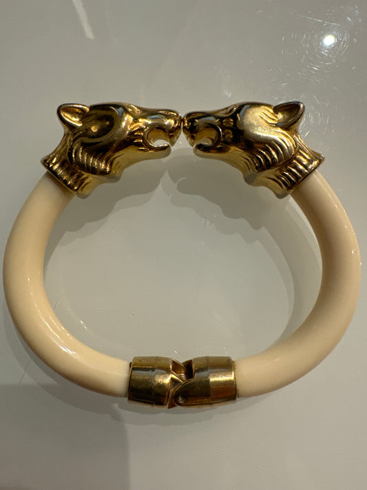 Vintage panther bracelet with plastic clamp