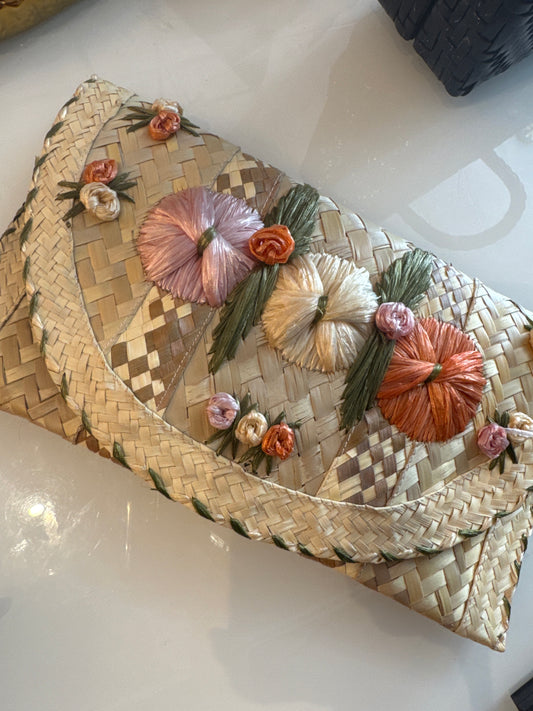 1950s wicker envelope clutch