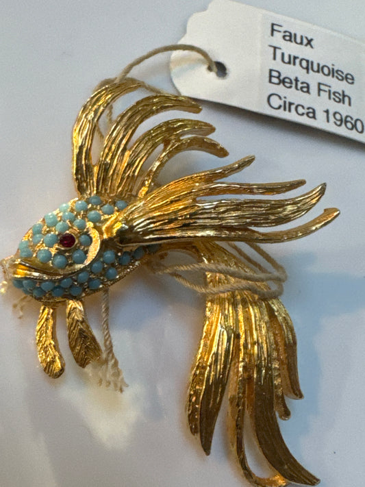 Vintage Faux Turquoise beta fish circa 1960s