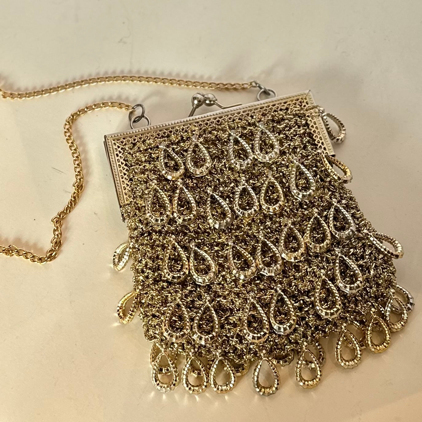 Vintage 1960s Gold Fringe Bag