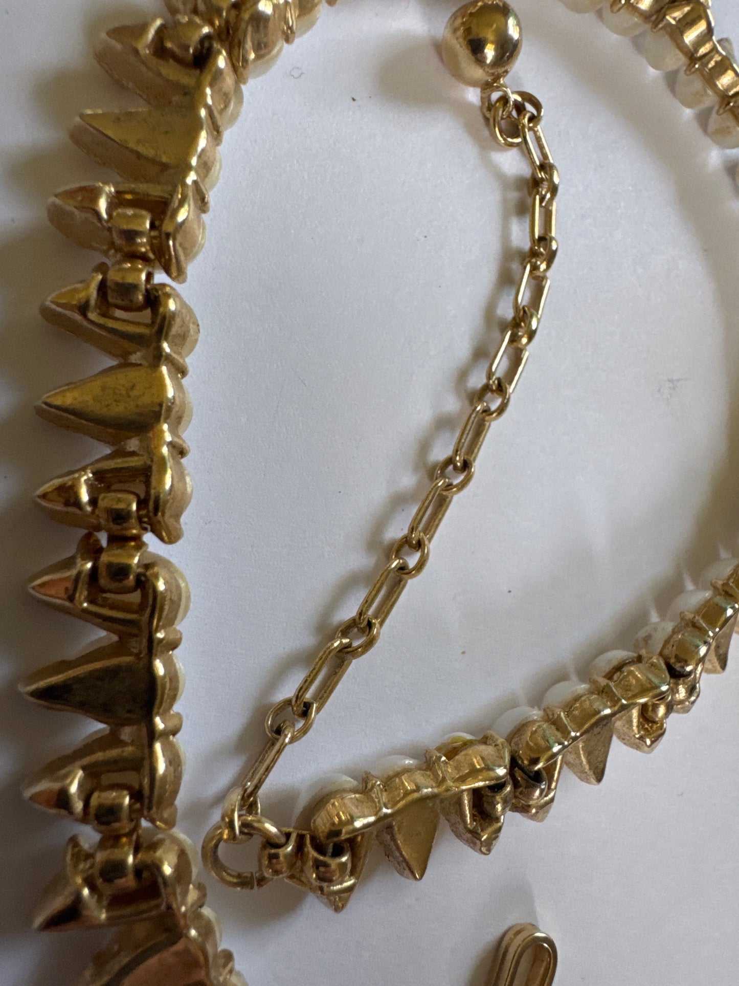 vintage crown, Trifari seed pearl necklace