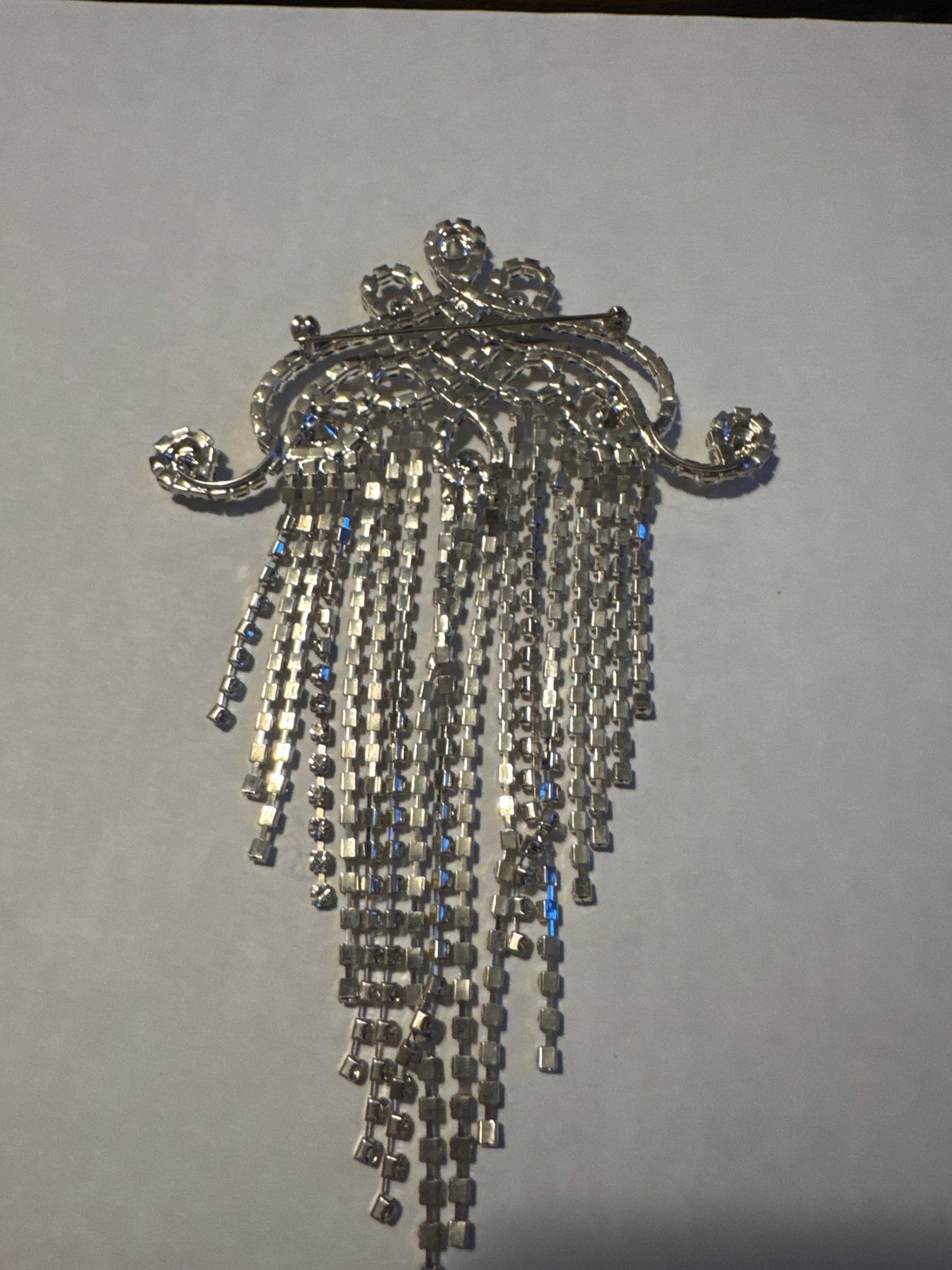 Jumbo vintage draping crystal brooch