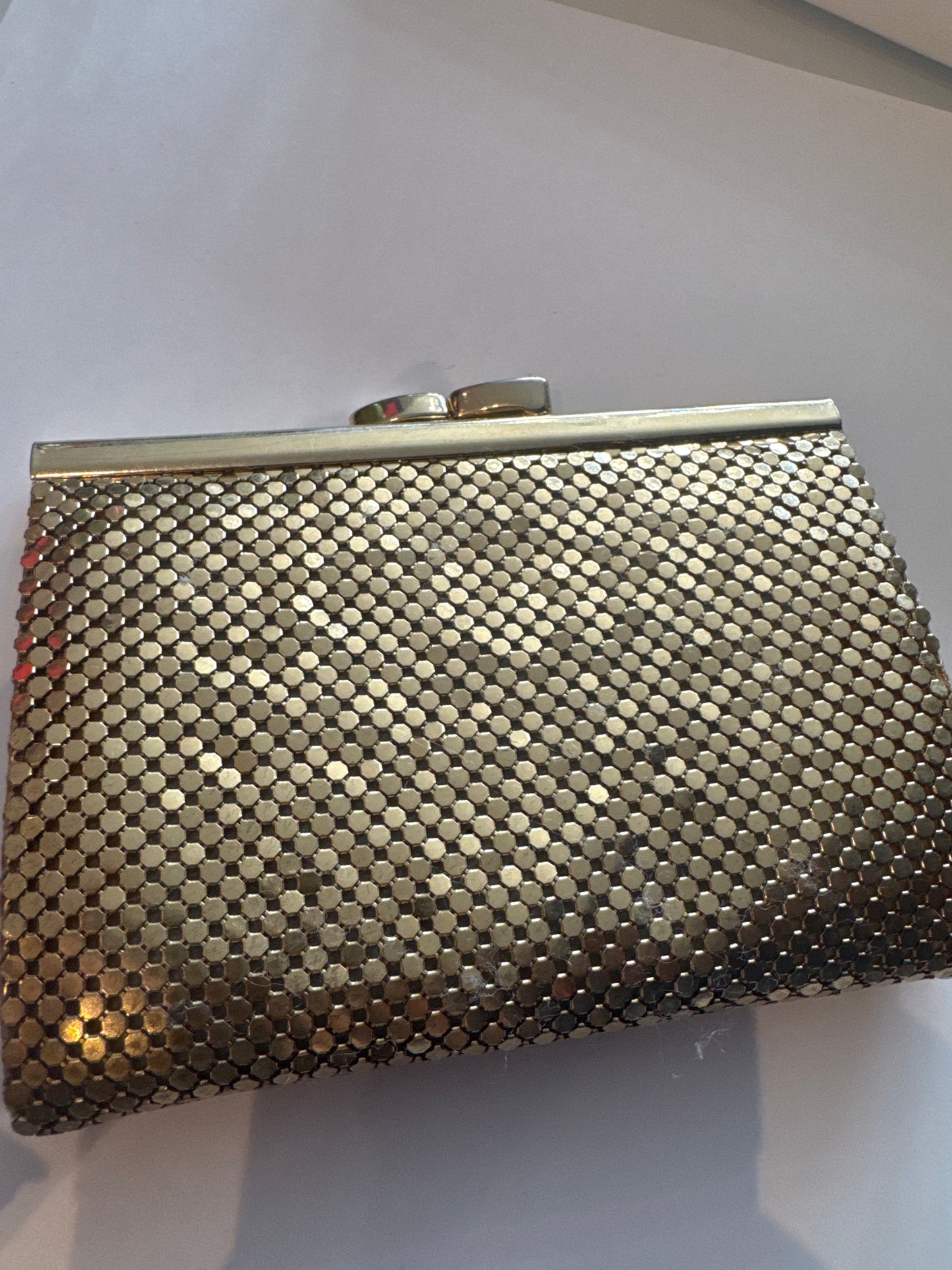 Gold tone Whiting & davis kiss lock wallet