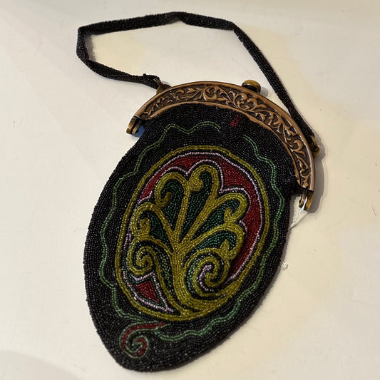 Vintage 1930s Beaded Bag w/ Beaded Handle