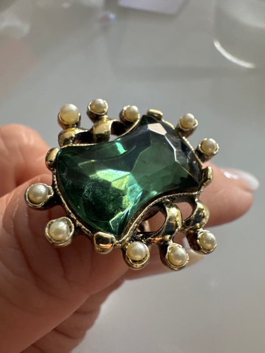 Stunning cocktail ring from the VAVRA New York collection! Made from vintage clip on earrings from the 1950s through the 1980s These rings are adjustable.