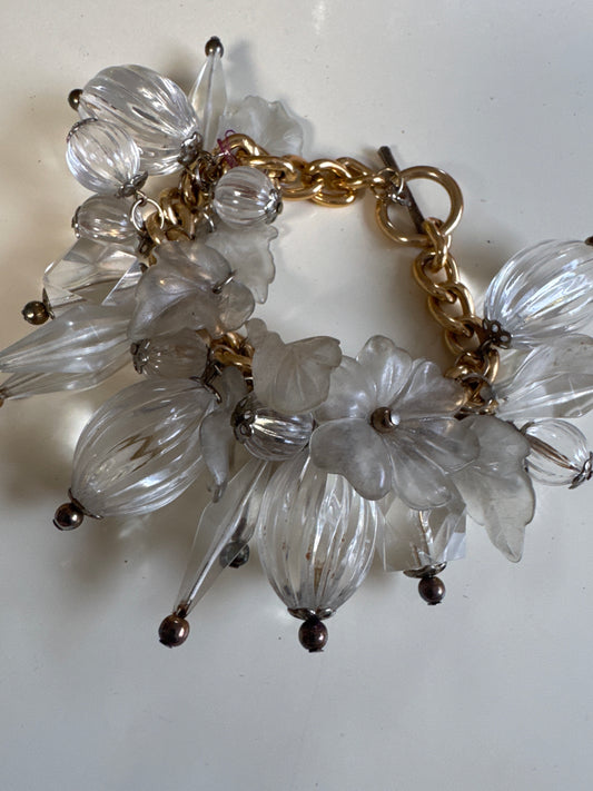1970s clear lucite charm bracelet
