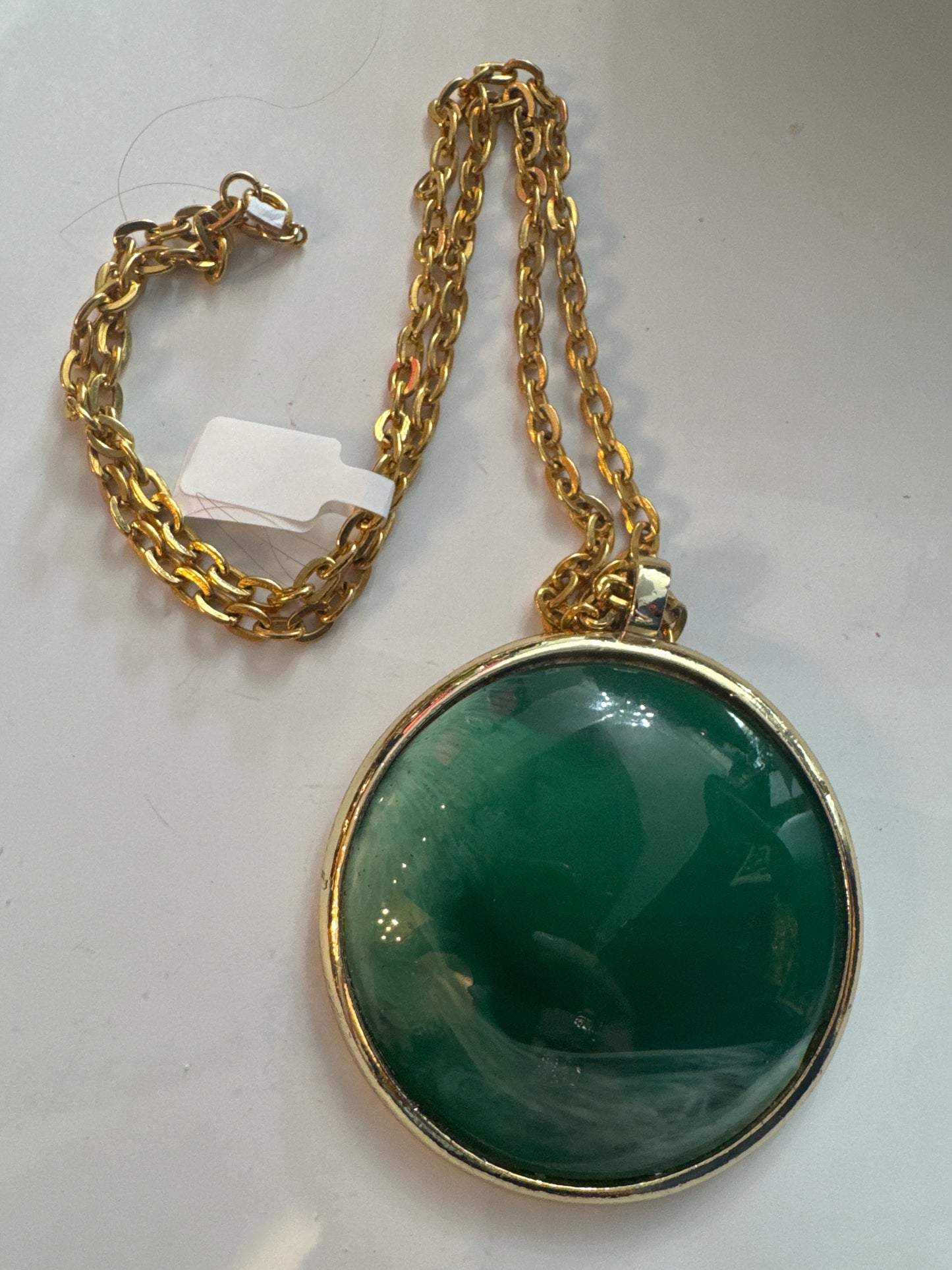 jumbo cabachon green marble pendant necklace