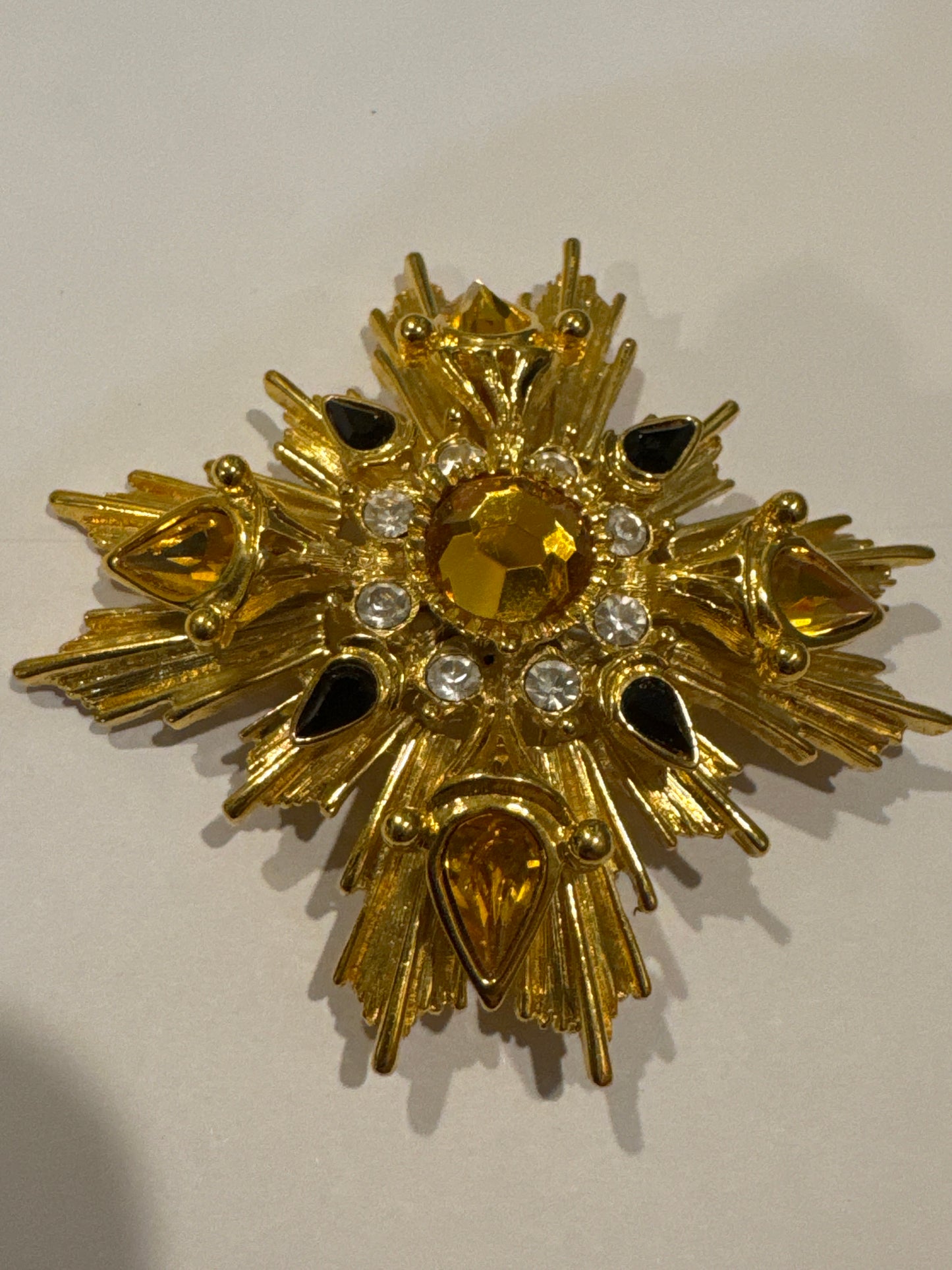 Stunning RARE Joan Rivers, Maltese cross jumbo brooch