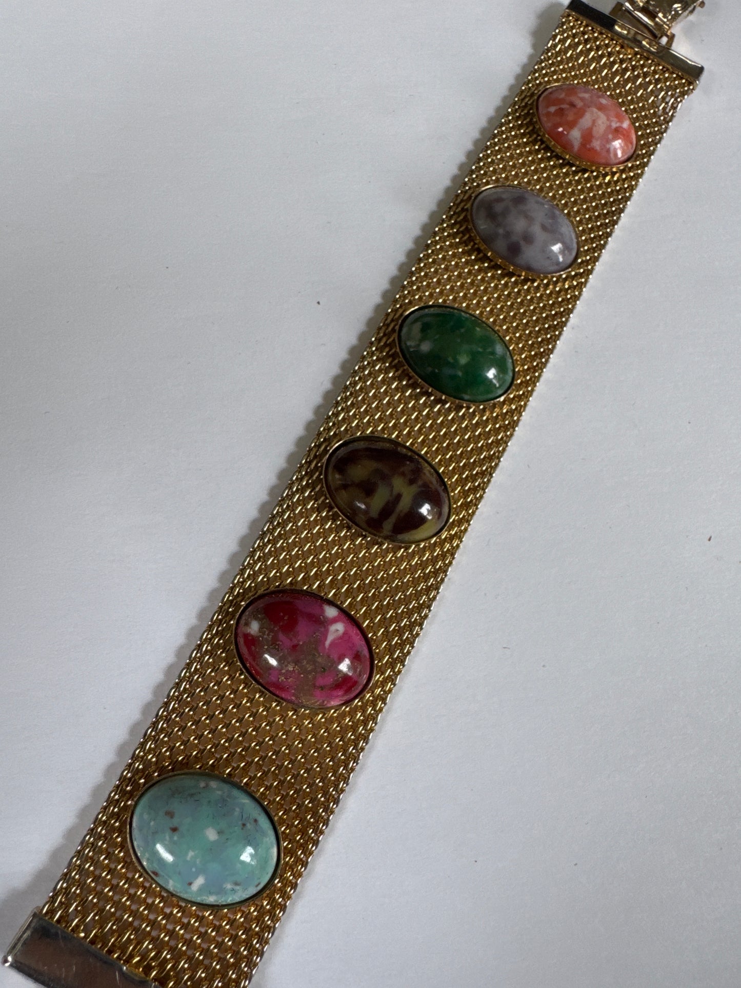 Vintage Sarah Coventry mesh and cabochon bracelet