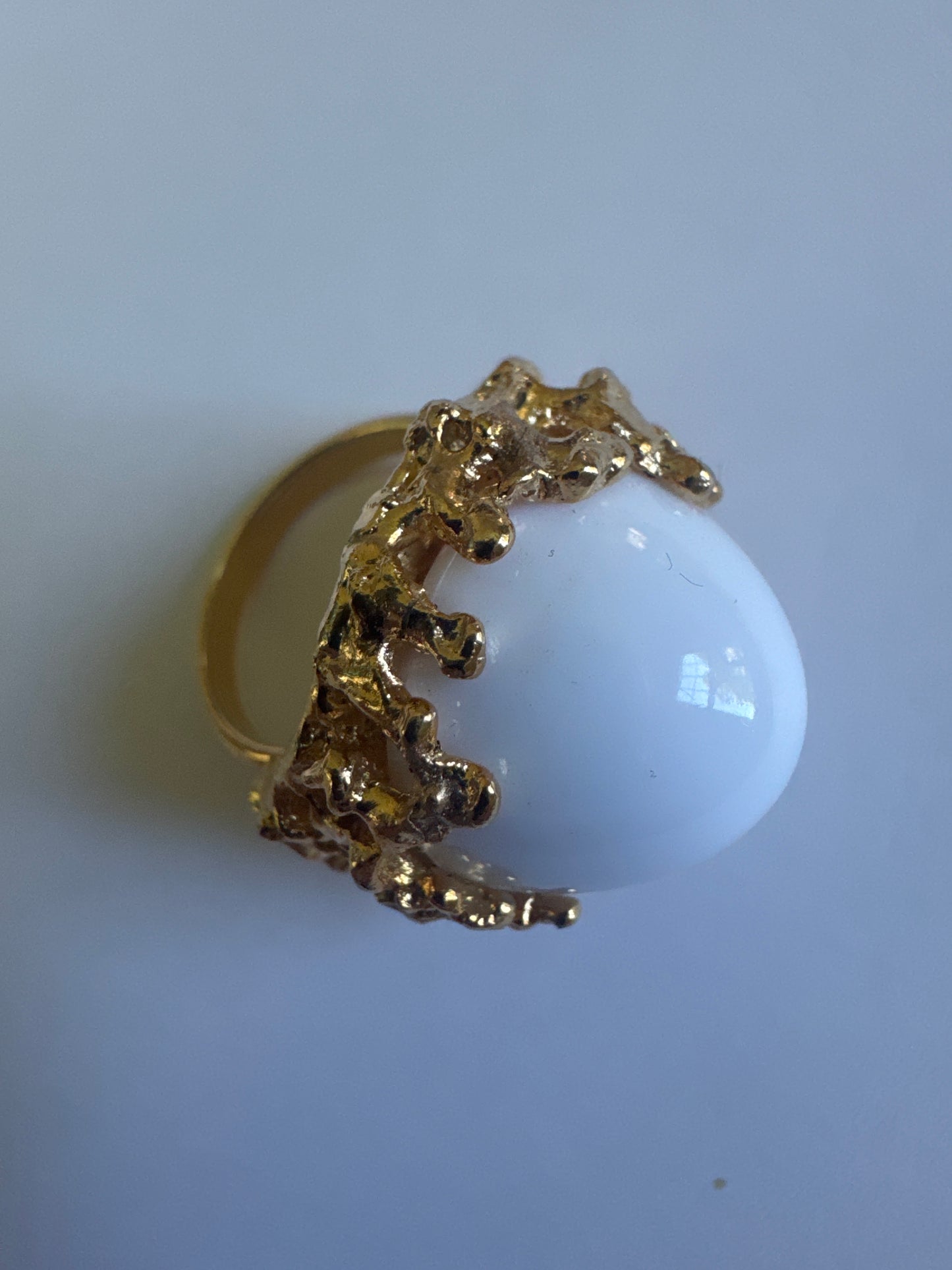 1970s signed NAPIER cocktail ring with white stone