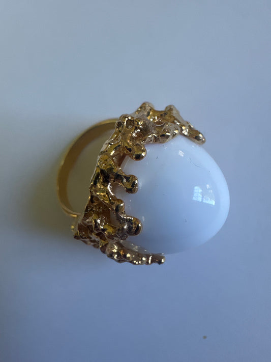 1970s signed NAPIER cocktail ring with white stone