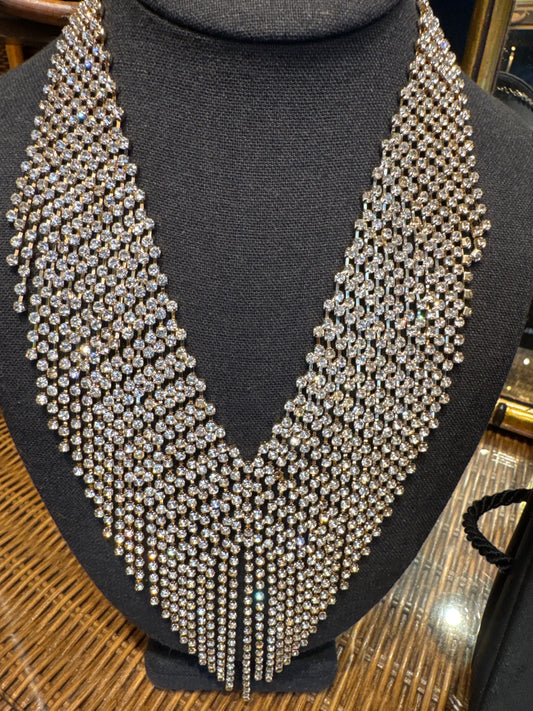 Beautiful 19th 80s rhinestone bib necklace by NATASHA